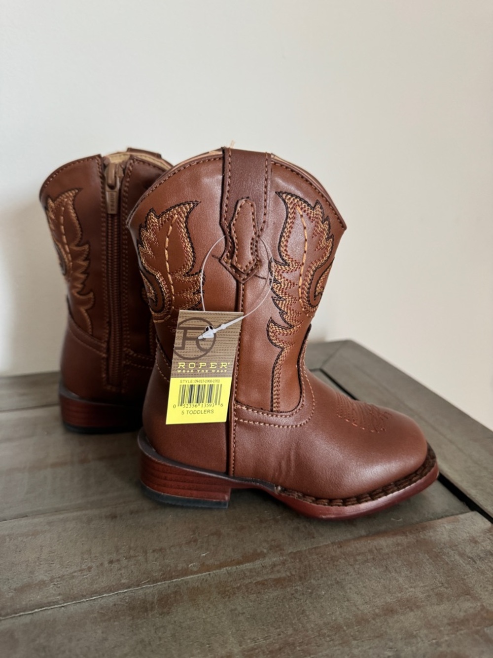 Roper Texson Toddler Cowboy Boots Size 5 Brown NWT + Box